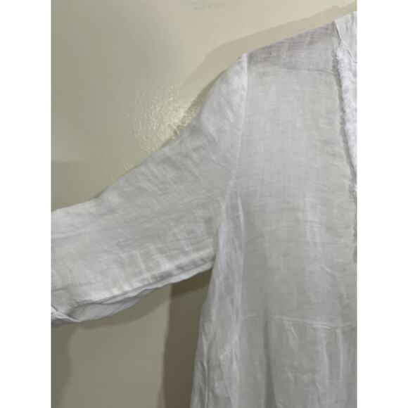 Cottage Coastal Boho Victorian Linen Peasant Dress S Prairie Lounge Italy Patio - Picture 3 of 15